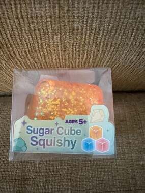 UPD Sugar Cube Squishy Orange Glitter Squeeze Toy